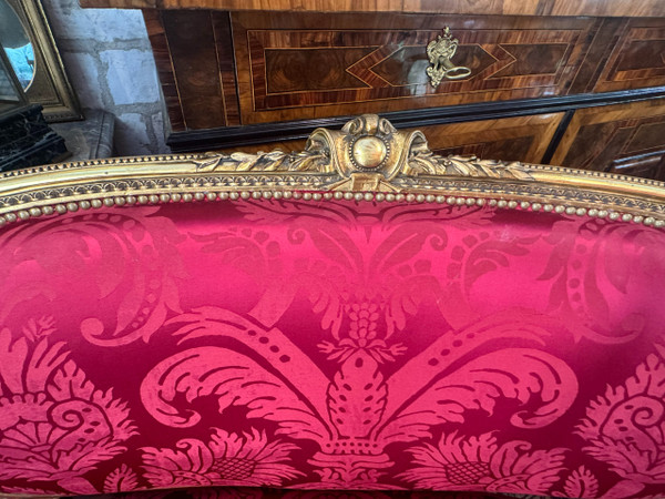 ENSEMBLE DE SALON EN BOIS DORE LOUIS XVI