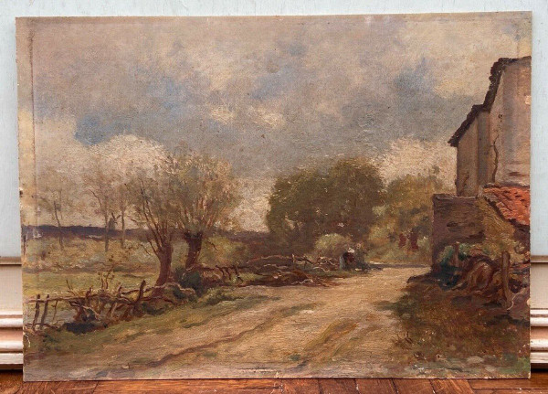 Huile sur panneau François-Edouard Bournichon Basse-Goulaine fin XIXe