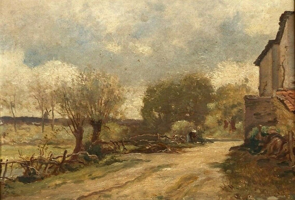 Huile sur panneau François-Edouard Bournichon Basse-Goulaine fin XIXe
