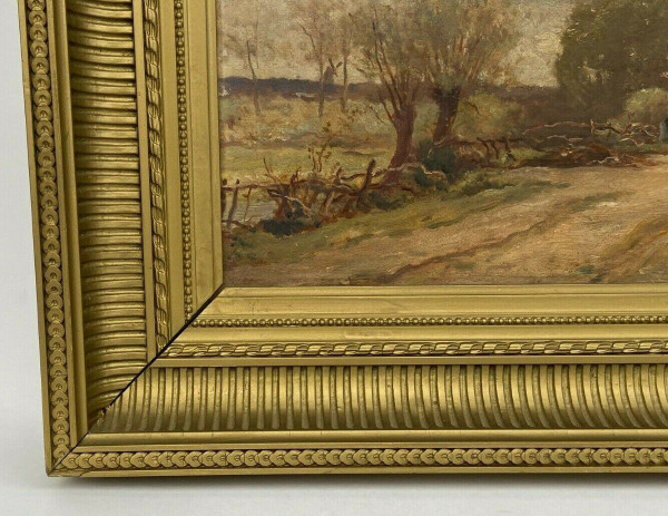 Huile sur panneau François-Edouard Bournichon Basse-Goulaine fin XIXe