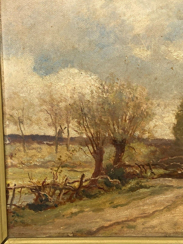 Huile sur panneau François-Edouard Bournichon Basse-Goulaine fin XIXe