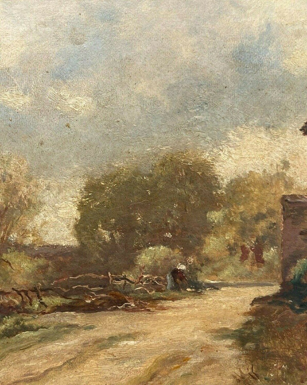 Huile sur panneau François-Edouard Bournichon Basse-Goulaine fin XIXe