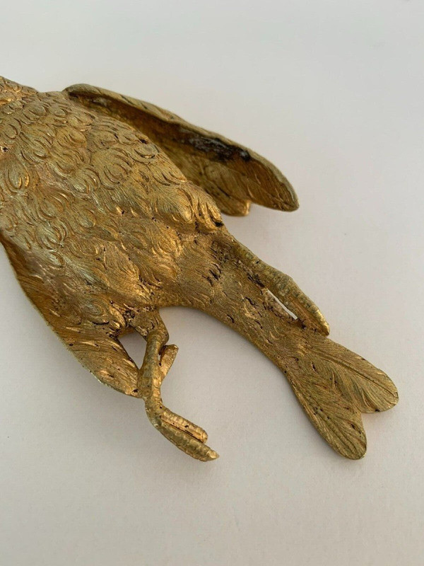 Fermacarte in bronzo con pernice di Napoleone III XIX secolo