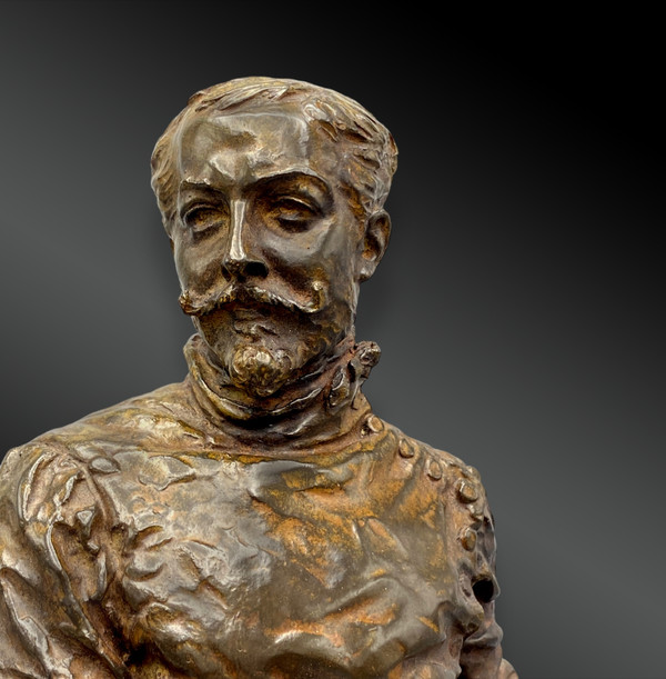 Fechter; Bronzeskulptur signiert von Ch. Lebourg. Frankreich 1891