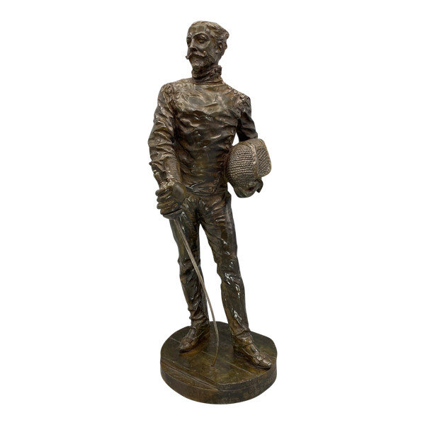 Fechter; Bronzeskulptur signiert von Ch. Lebourg. Frankreich 1891