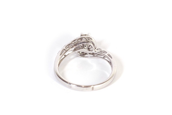 Anello vintage con tourbillon di diamanti in oro 18 carati, anello di fidanzamento occasionale