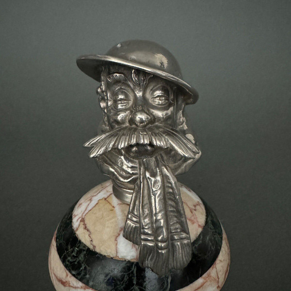 Mascotte automobile Bruce Bairnsfather Old Bill Copyright bronze argenté