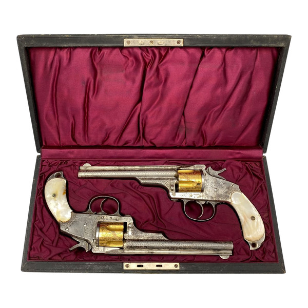 Ein Paar MERWIN HULBERT Revolver, graviert und vergoldet ab Werk. Schatulle. VEREINIGTE STAATEN - 19. Jahrhundert