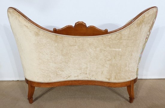  Piccolo divano in legno di ciliegio con le orecchie, Periodo della Restaurazione - Inizio del 19° secolo