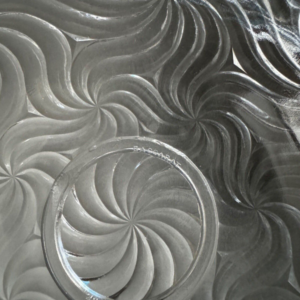 Baccarat salad bowl, Bambou model, silver-plated metal strapping