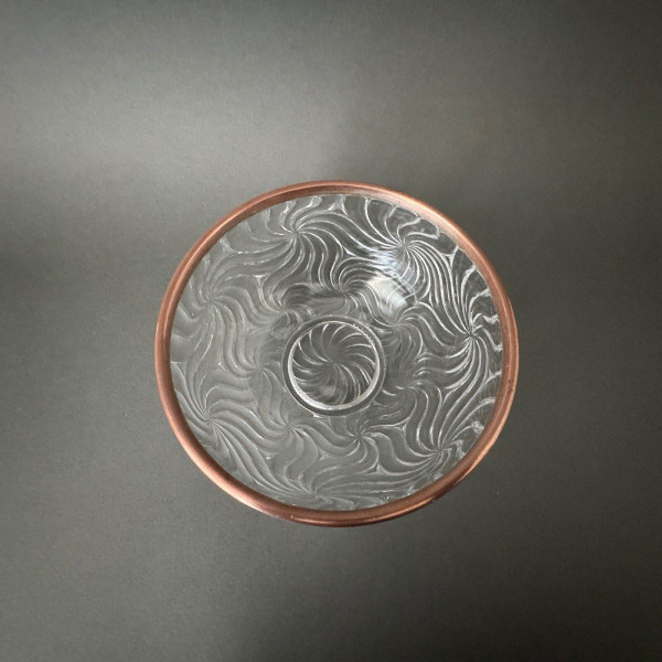 Baccarat salad bowl, Bambou model, silver-plated metal strapping