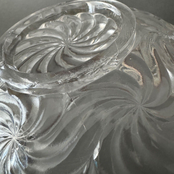Baccarat salad bowl, Bambou model, silver-plated metal strapping