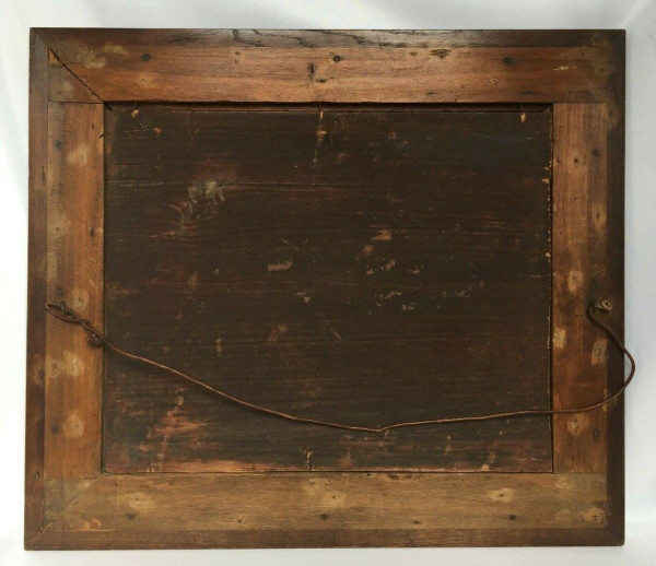 Öl auf Holzplatte von Chevalier 1878 Bühne Barbizon Holzrahmen