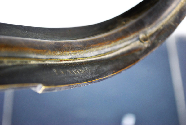 Lustre En Bronze Et Verre, Art Déco, XXème Siècle