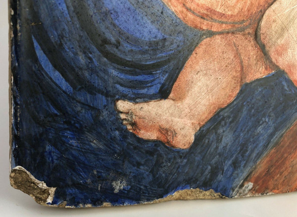 Peinture sur carreau Vierge Madone d'après Raphaël XIXe 21 Martin Brey