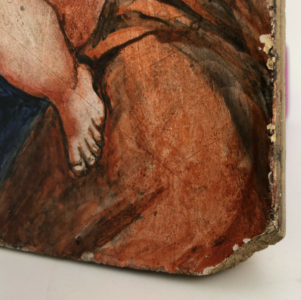 Peinture sur carreau Vierge Madone d'après Raphaël XIXe 21 Martin Brey