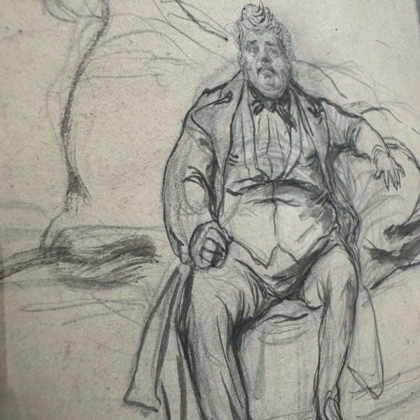 Drawing of Alexandre Dumas père by Paul Gavarni