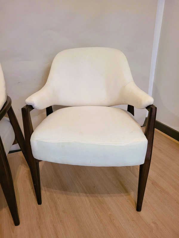 Pair De Fauteuils En Bois Dossier Corbeille, Années 50/60, XXème Siècle
