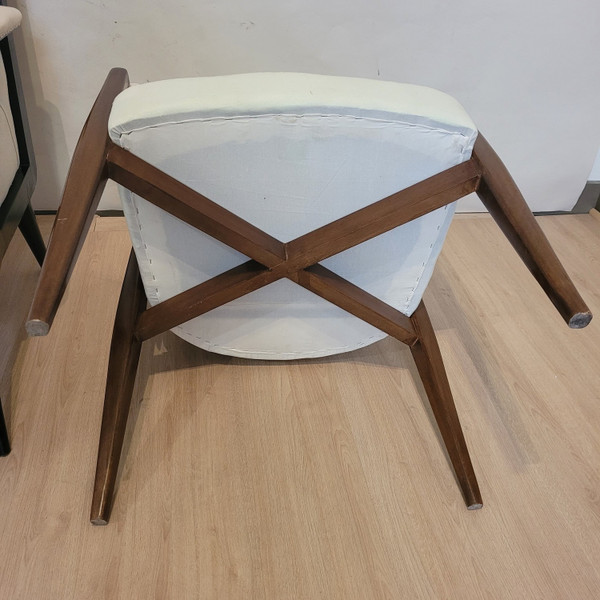 Pair De Fauteuils En Bois Dossier Corbeille, Années 50/60, XXème Siècle