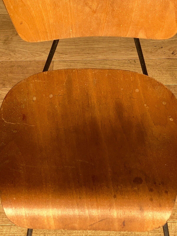 Paire de chaises courbes 1960 métal tubulaire Robert Mathieu