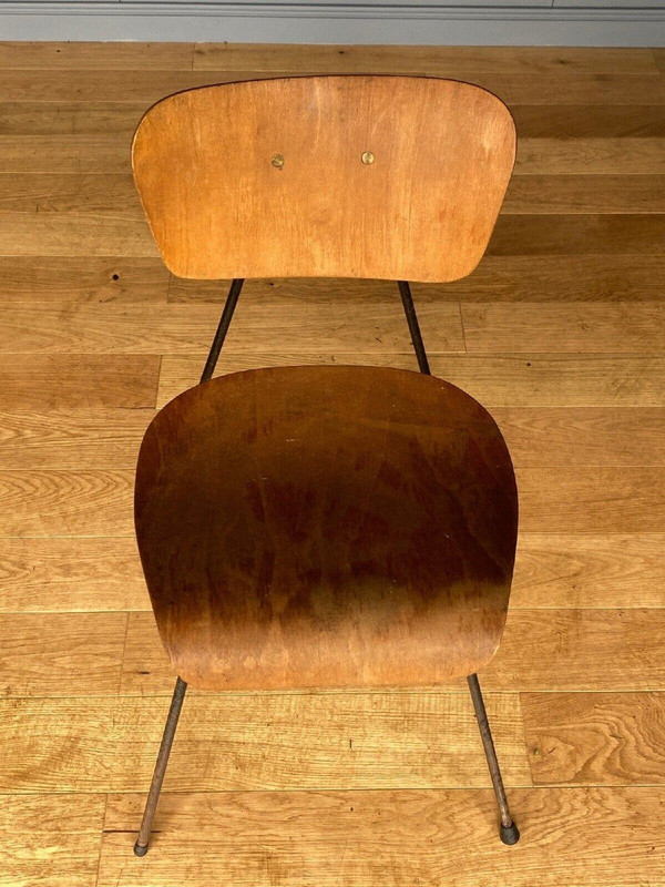 Paire de chaises courbes 1960 métal tubulaire Robert Mathieu