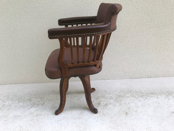 American oak desk armchair circa 1900, swivel model