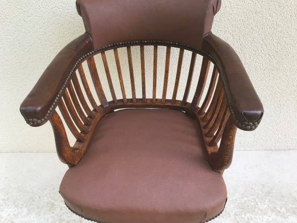 American oak desk armchair circa 1900, swivel model