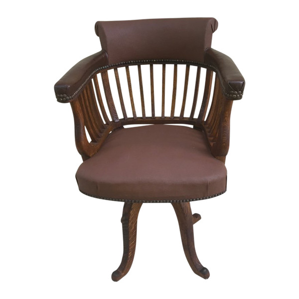 American oak desk armchair circa 1900, swivel model