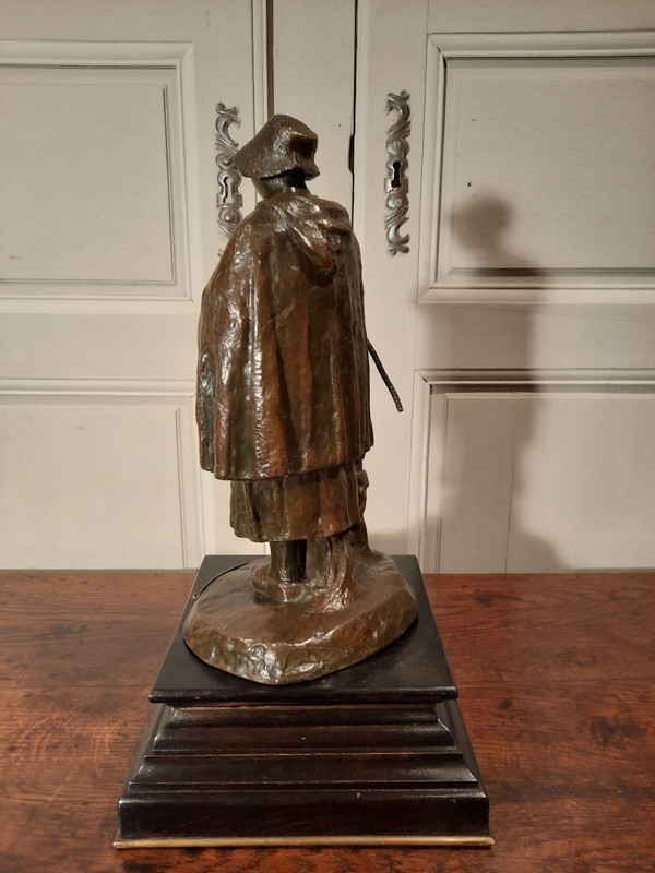 Bronze représentant une bergère et son chien, signé ABBAL.