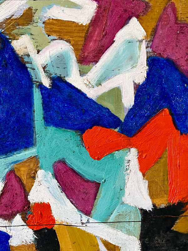 Andrée Simon (1896-1981), Abstrakte Komposition, Öl Auf Tafel Von 1978.