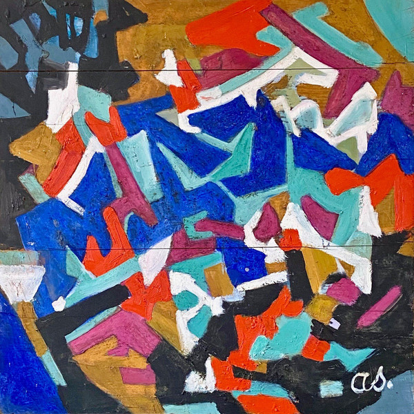 Andrée Simon (1896-1981), Abstrakte Komposition, Öl Auf Tafel Von 1978.