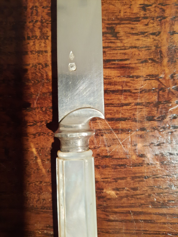 Diciotto coltelli in argento massiccio e madreperla in una custodia in palissandro del periodo Napoleone III.
