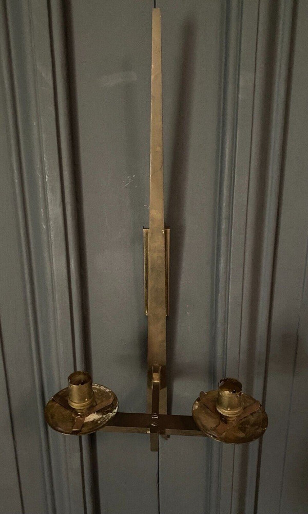 Applique en bronze moderniste 1960 deux feux
