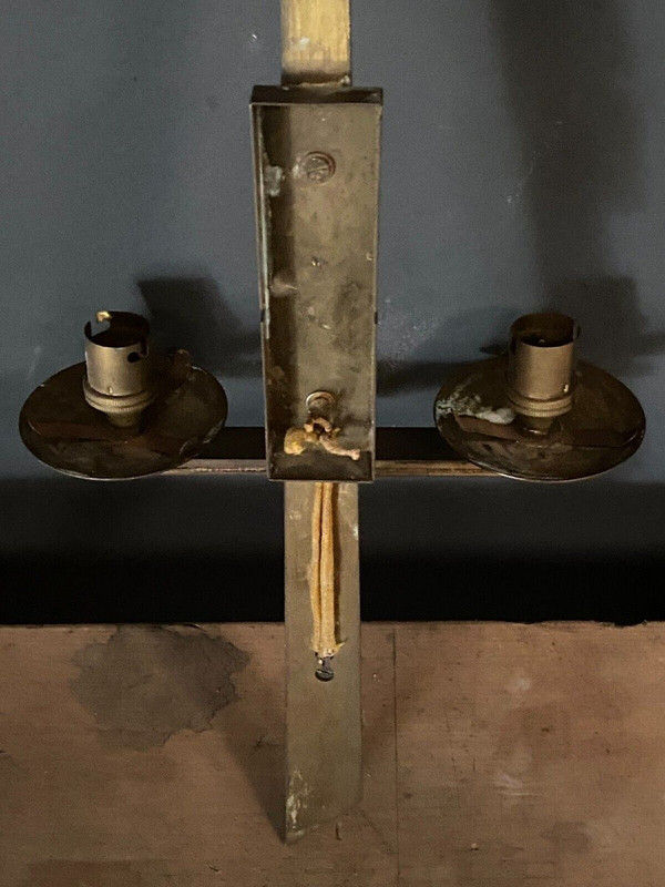 Applique en bronze moderniste 1960 deux feux