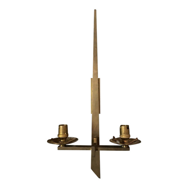 Applique en bronze moderniste 1960 deux feux