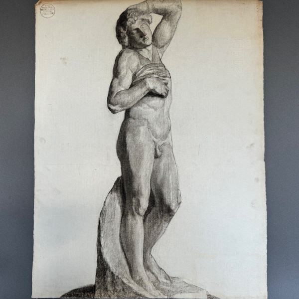 Dessin fusain portrait homme à l'Antique par Berger dit Lheureux Biloul