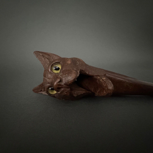 Black Forest zoomorphic wooden nutcracker with cat design early 20th century