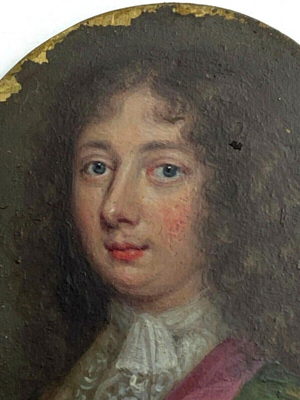 Hand-painted miniature by a 17th or 18th century nobleman with blackened pearwood frame