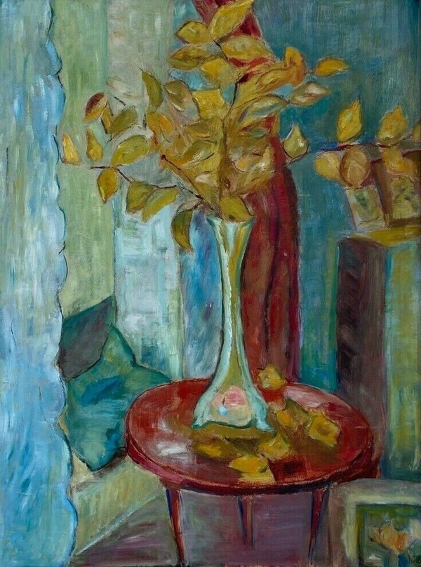 Huile sur carton nature morte aux fleurs 1950