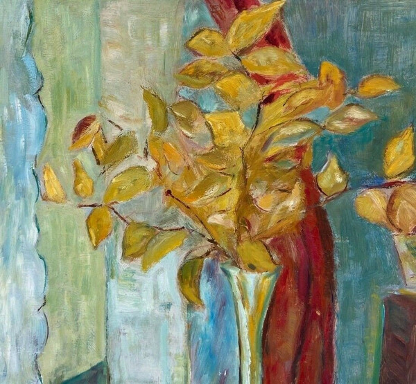 Huile sur carton nature morte aux fleurs 1950