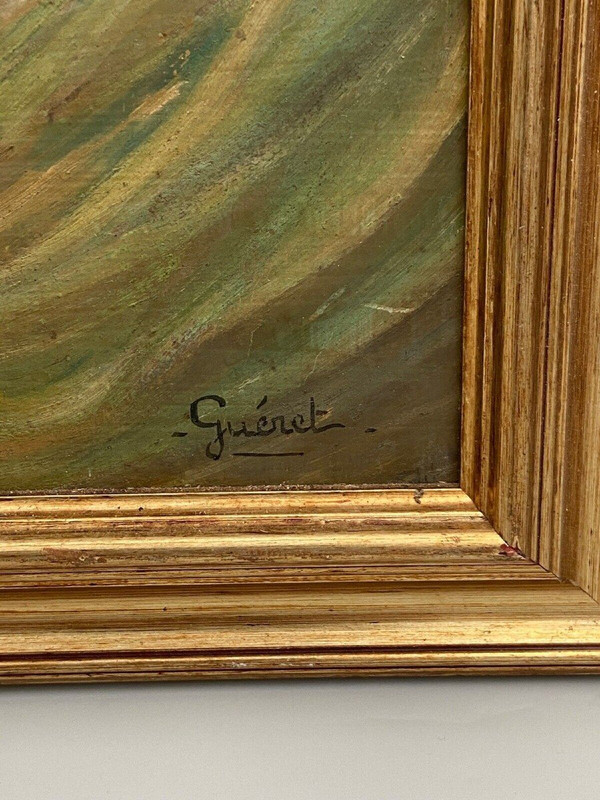 Öl auf Karton von Guéret Frau im Profil XX.