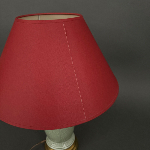 Lampe Napoléon III en céladon vert sur une base en laiton