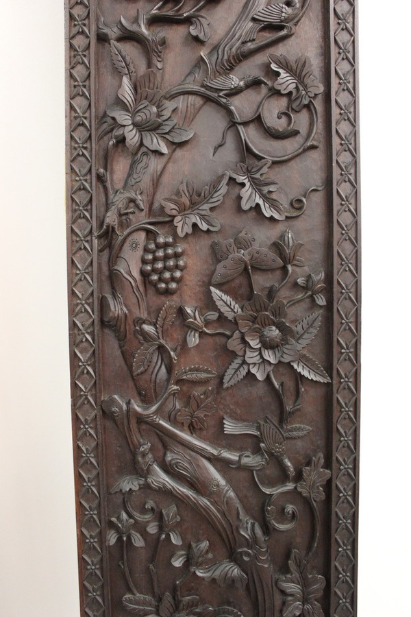 Paire De Colonnes En Bois Sculpté , Asie Fin XIX