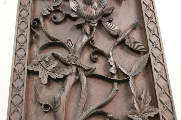 Paire De Colonnes En Bois Sculpté , Asie Fin XIX