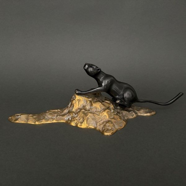Schwarzer Panther aus Bronze Art déco cubisante 1930 Doppelpatina