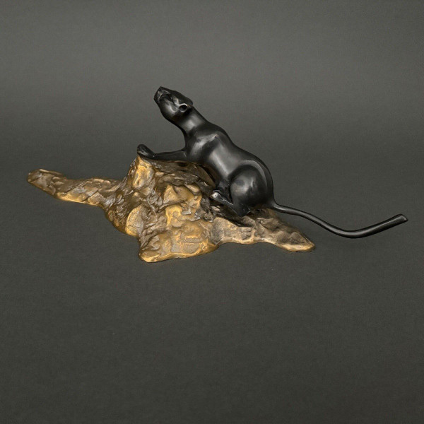 Schwarzer Panther aus Bronze Art déco cubisante 1930 Doppelpatina