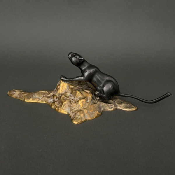 Schwarzer Panther aus Bronze Art déco cubisante 1930 Doppelpatina