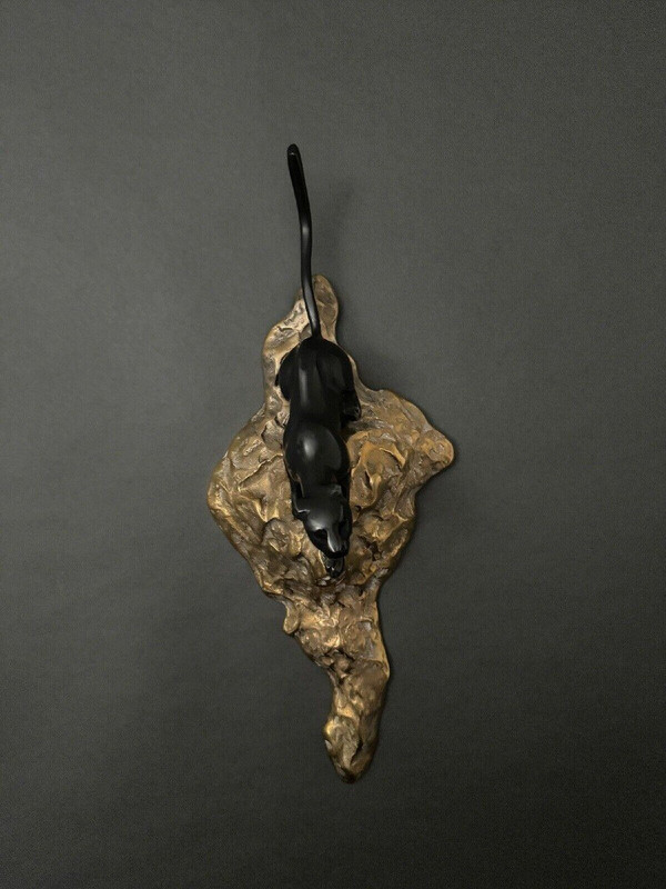 Schwarzer Panther aus Bronze Art déco cubisante 1930 Doppelpatina