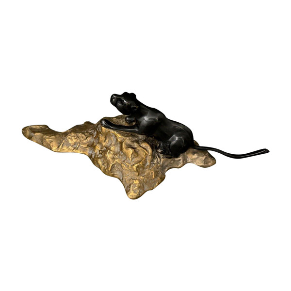Schwarzer Panther aus Bronze Art déco cubisante 1930 Doppelpatina