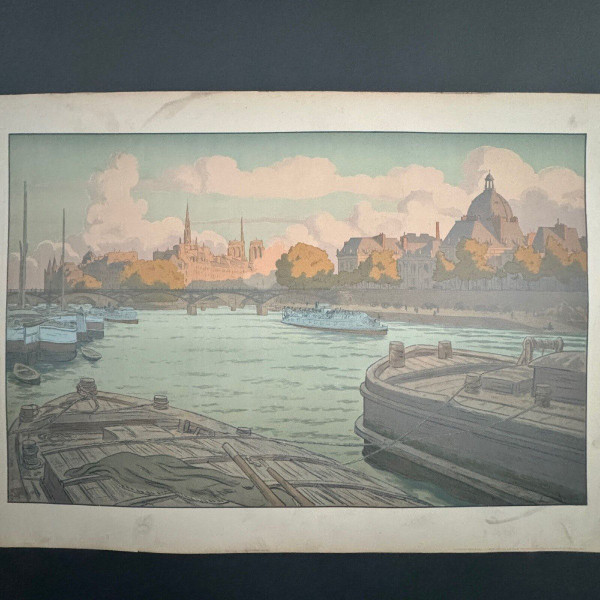 Litografia di Henri Rivière Paesaggi di Parigi L'Istituto e la città